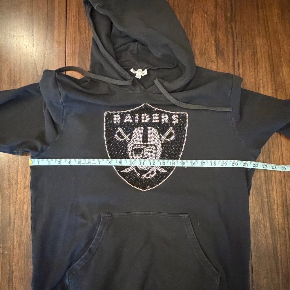 Rebel Athletics Raiders Rhinestone Embellished Black Hoodie, Size Large - Picture 11 of 14